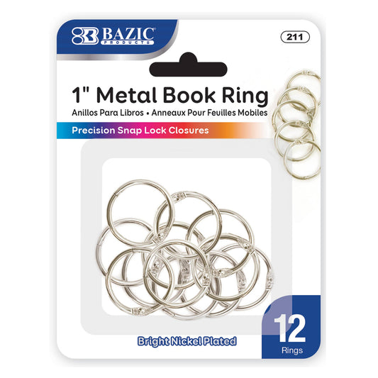 1" Metal Book Rings (12/Pack): 24