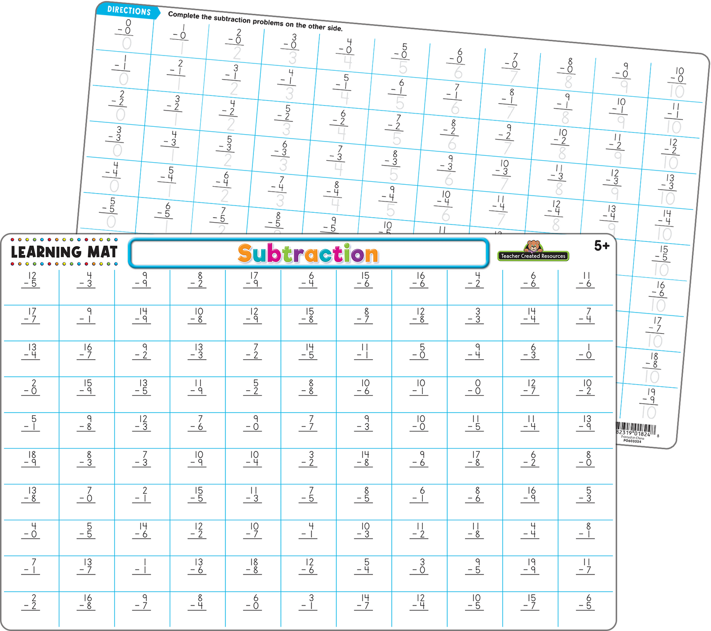 Subtraction Learning Mat