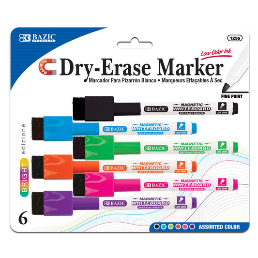 Magnetic Bright Color Dry-Erase Markers (6/Pack): 12