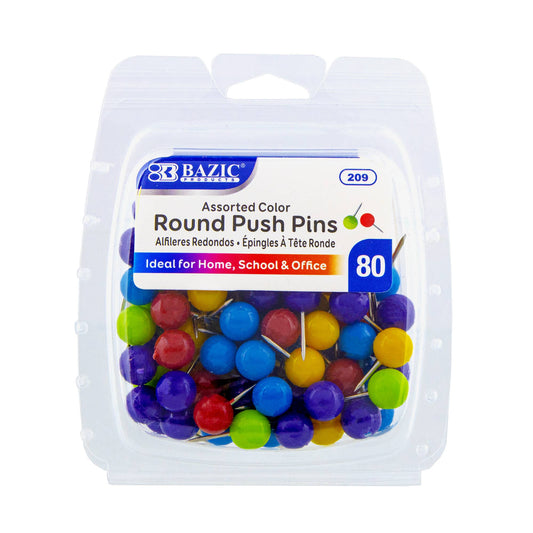 Push Pins Round Assorted Color (80/Pack): 24