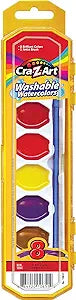 Cra-Z-art Washable Watercolors with Brush, 8 Colors, 1 Tray