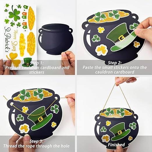 St. Patrick's Day Crafts for Kids, Pot of Gold DIY Craft Kits Shamrock Gold Coins Leprechaun Hat