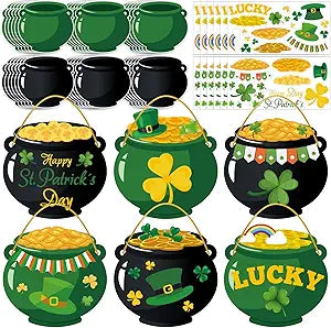 St. Patrick's Day Crafts for Kids, Pot of Gold DIY Craft Kits Shamrock Gold Coins Leprechaun Hat