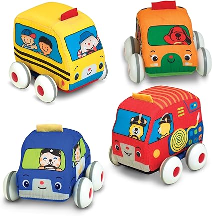 Melissa & Doug K's Kids Pull-Back Vehicle Set - Soft Baby Toy