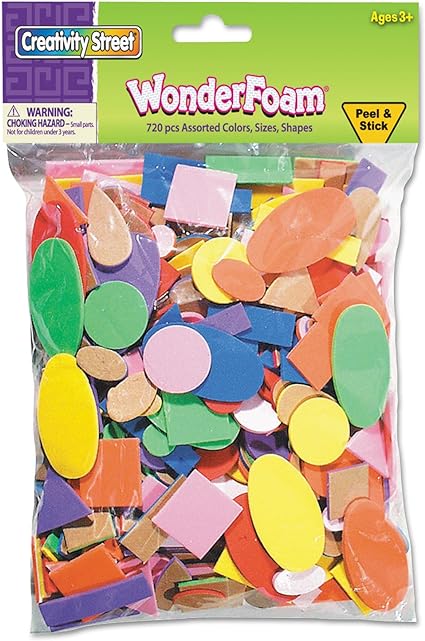 Creativity Street 4308 WonderFoam Peel & Stick Shapes Assorted Colors 720 Pieces