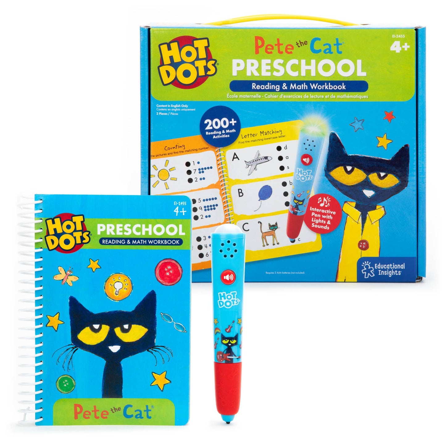 Hot Dots Pete the Cat Preschool Reading & Math Workbook