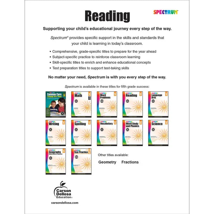 Spectrum Reading Workbook, Grade 5