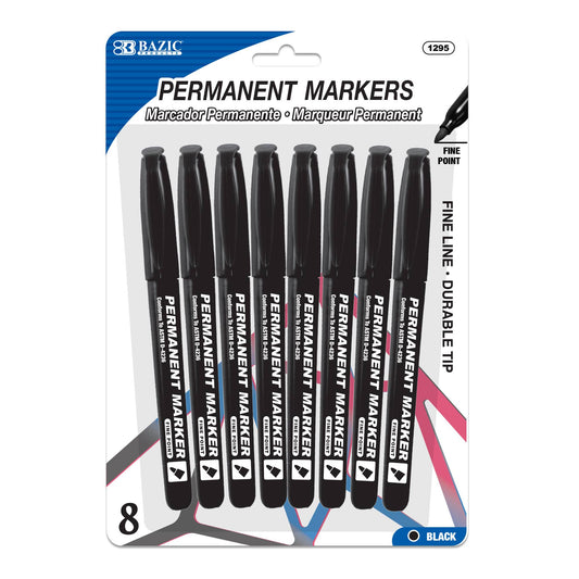 Fine Tip Black Permanent Markers (8/Pack): 24