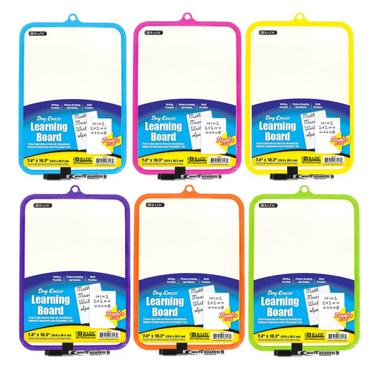 Double Sided Dry Erase Learning Board 7.4" X 10.3" w/ Marker: 24