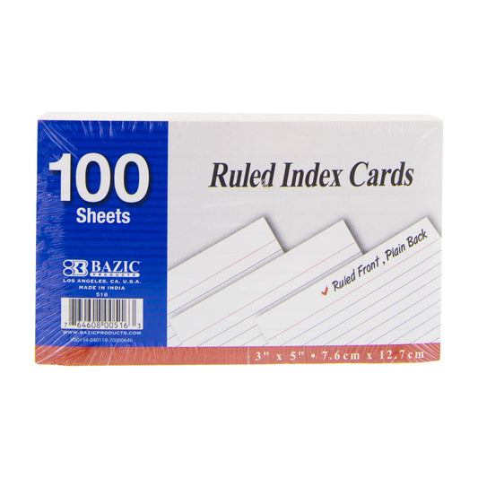 Ruled White Index Card 3" X 5" 100 Ct.: 36