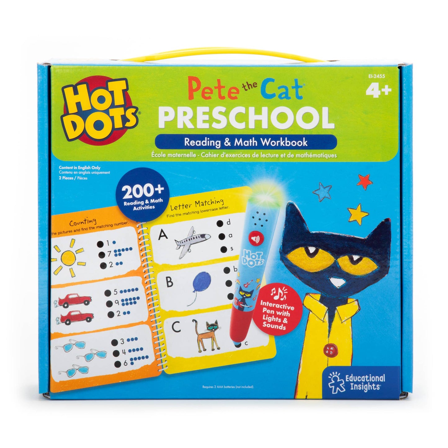 Hot Dots Pete the Cat Preschool Reading & Math Workbook